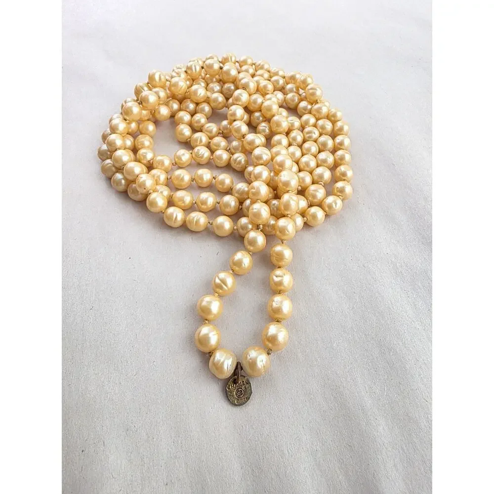 Chanel Gold-Plated Vintage 1981 Faux Baroque Pearl Necklace 64